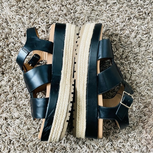 Soda woman’s espadrille platform sandal size 8 black tan casual strappy feminine - Picture 5 of 9